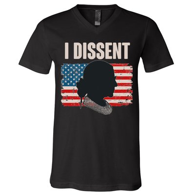 I Dissent Ruth Bader Ginsberg RBG USA American Flag V-Neck T-Shirt