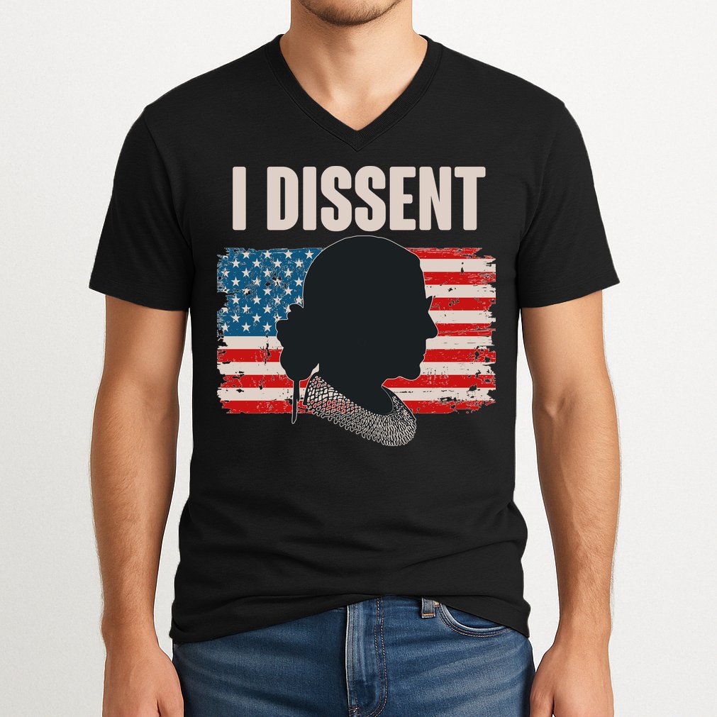 I Dissent Ruth Bader Ginsberg RBG USA American Flag V-Neck T-Shirt