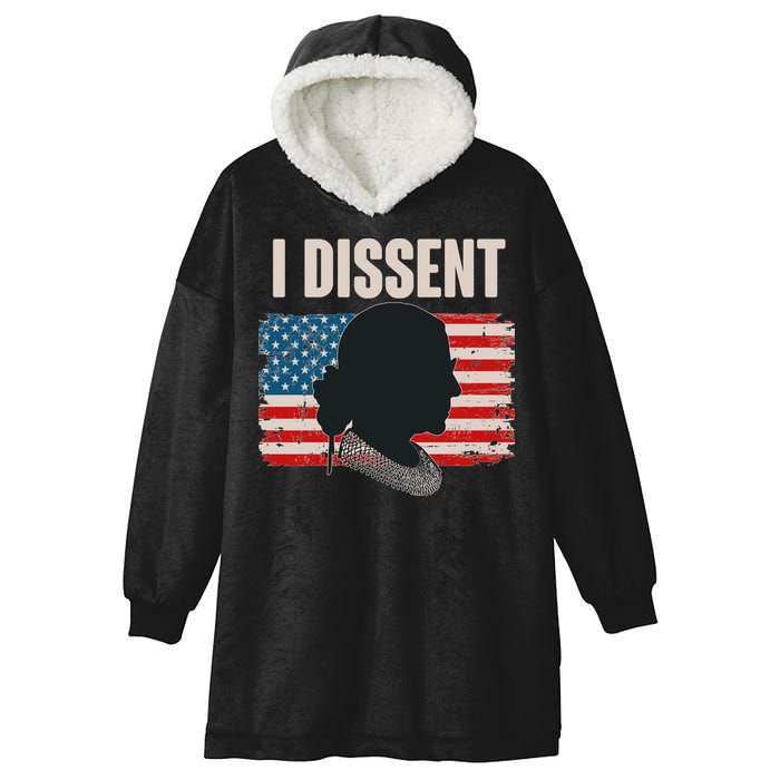 I Dissent Ruth Bader Ginsberg RBG USA American Flag Hooded Wearable Blanket