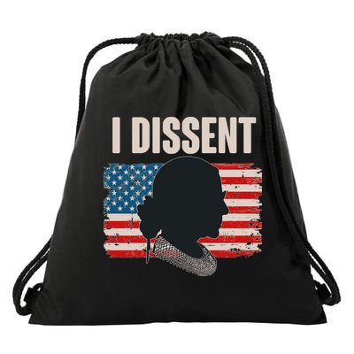 I Dissent Ruth Bader Ginsberg RBG USA American Flag Drawstring Bag