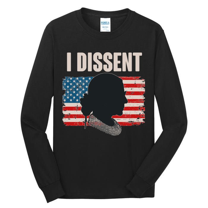 I Dissent Ruth Bader Ginsberg RBG USA American Flag Tall Long Sleeve T-Shirt