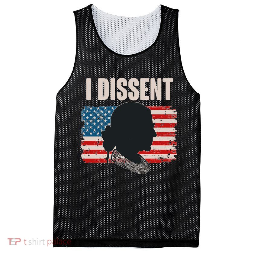 I Dissent Ruth Bader Ginsberg RBG USA American Flag Mesh Reversible Basketball Jersey Tank