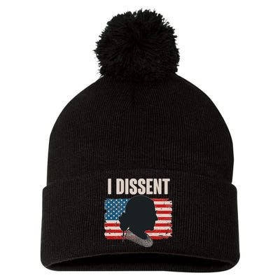 I Dissent Ruth Bader Ginsberg RBG USA American Flag Pom Pom 12in Knit Beanie