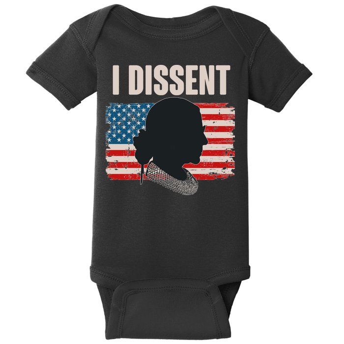 I Dissent Ruth Bader Ginsberg RBG USA American Flag Baby Bodysuit