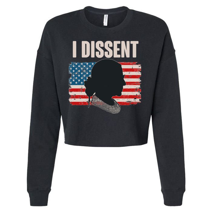 I Dissent Ruth Bader Ginsberg RBG USA American Flag Cropped Pullover Crew
