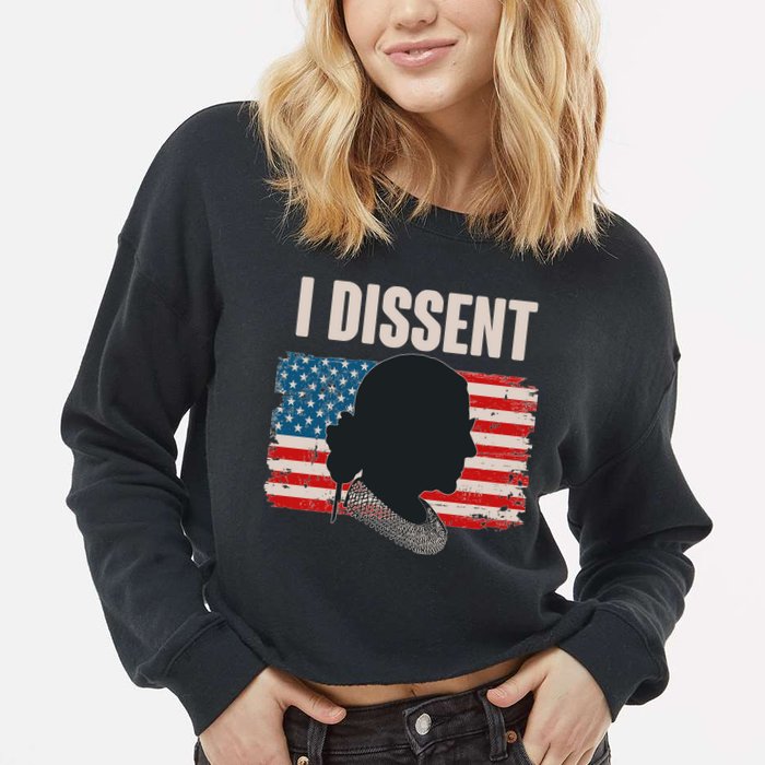 I Dissent Ruth Bader Ginsberg RBG USA American Flag Cropped Pullover Crew