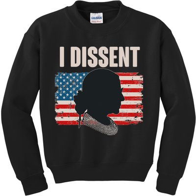 I Dissent Ruth Bader Ginsberg RBG USA American Flag Kids Sweatshirt