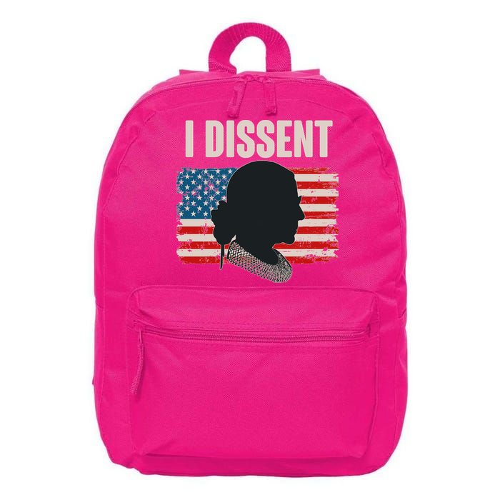 I Dissent Ruth Bader Ginsberg RBG USA American Flag 16 in Basic Backpack