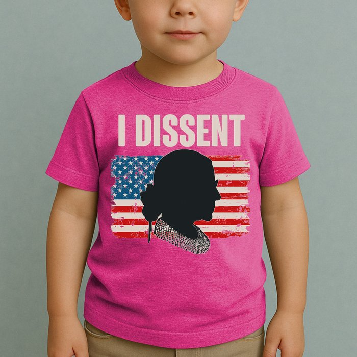 I Dissent Ruth Bader Ginsberg RBG USA American Flag Toddler T-Shirt