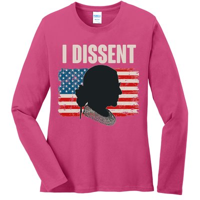 I Dissent Ruth Bader Ginsberg RBG USA American Flag Ladies Long Sleeve Shirt