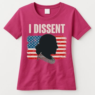I Dissent Ruth Bader Ginsberg RBG USA American Flag Womens T-Shirt