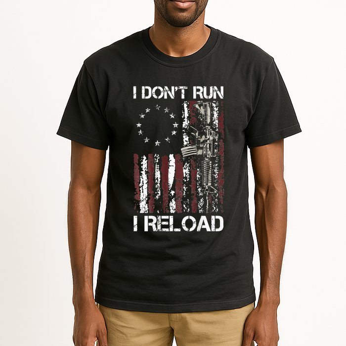 I Dont Run I Reload Gun American Flag Patriots Tall T-Shirt