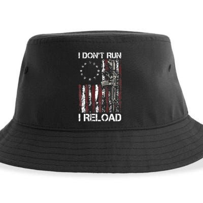 I Dont Run I Reload Gun American Flag Patriots Sustainable Bucket Hat