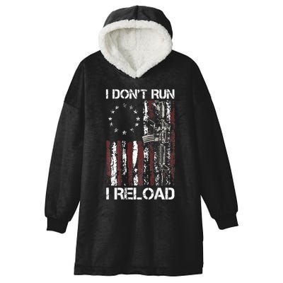 I Dont Run I Reload Gun American Flag Patriots Hooded Wearable Blanket