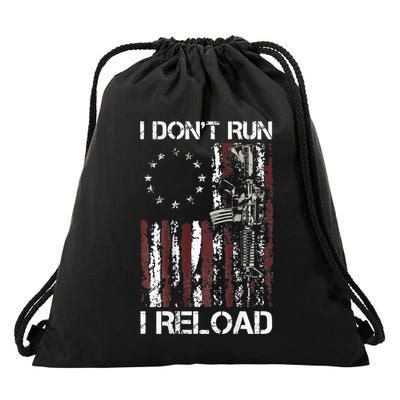 I Dont Run I Reload Gun American Flag Patriots Drawstring Bag