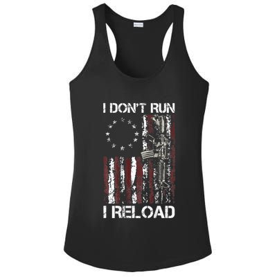I Dont Run I Reload Gun American Flag Patriots Ladies PosiCharge Competitor Racerback Tank
