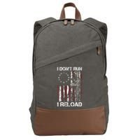 I Dont Run I Reload Gun American Flag Patriots Cotton Canvas Backpack