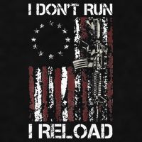 I Don't Run I Reload Gun American Flag Patriots  Ladies PosiCharge Tri-Blend Wicking Tank