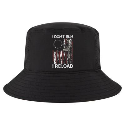 I Don't Run I Reload Gun American Flag Patriots  Cool Comfort Performance Bucket Hat