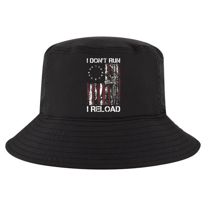 I Don't Run I Reload Gun American Flag Patriots  Cool Comfort Performance Bucket Hat