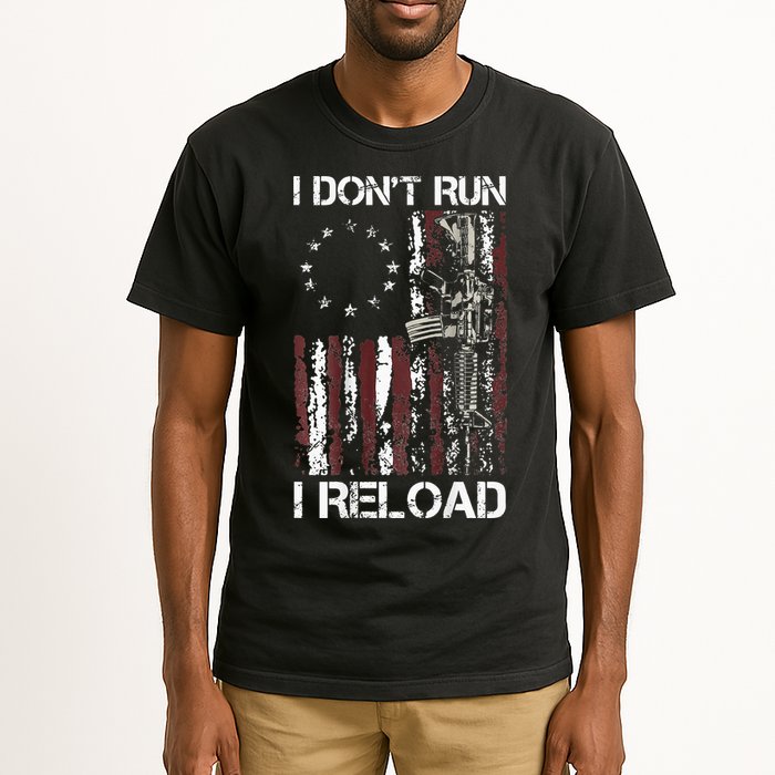 I Don't Run I Reload Gun American Flag Patriots  Tall T-Shirt