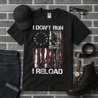 I Don't Run I Reload Gun American Flag Patriots  Tall T-Shirt