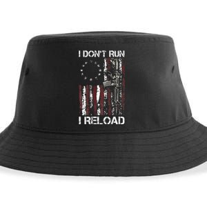 I Don't Run I Reload Gun American Flag Patriots  Sustainable Bucket Hat