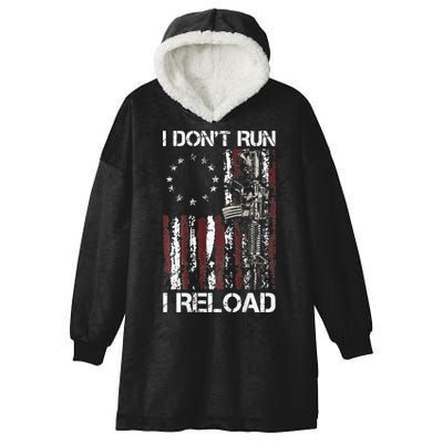 I Don't Run I Reload Gun American Flag Patriots  Hooded Wearable Blanket