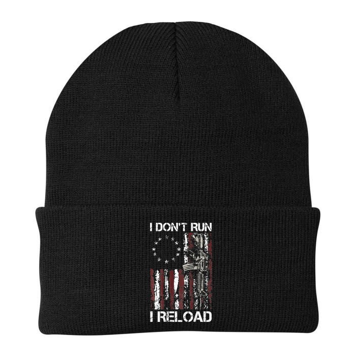 I Don't Run I Reload Gun American Flag Patriots  Beanie