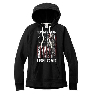 I Don't Run I Reload Gun American Flag Patriots  Women's Fleece Hoodie