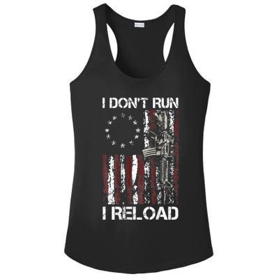I Don't Run I Reload Gun American Flag Patriots  Ladies PosiCharge Competitor Racerback Tank