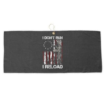 I Don't Run I Reload Gun American Flag Patriots  Large Microfiber Waffle Golf Towel