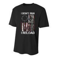 I Don't Run I Reload Gun American Flag Patriots  Youth Performance Sprint T-Shirt