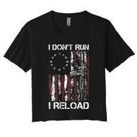 I Don't Run I Reload Gun American Flag Patriots  Crop Top