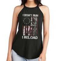 I Don't Run I Reload Gun American Flag Patriots  Women's Perfect Tri Rocker Tank
