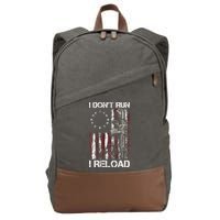 I Don't Run I Reload Gun American Flag Patriots  Cotton Canvas Backpack