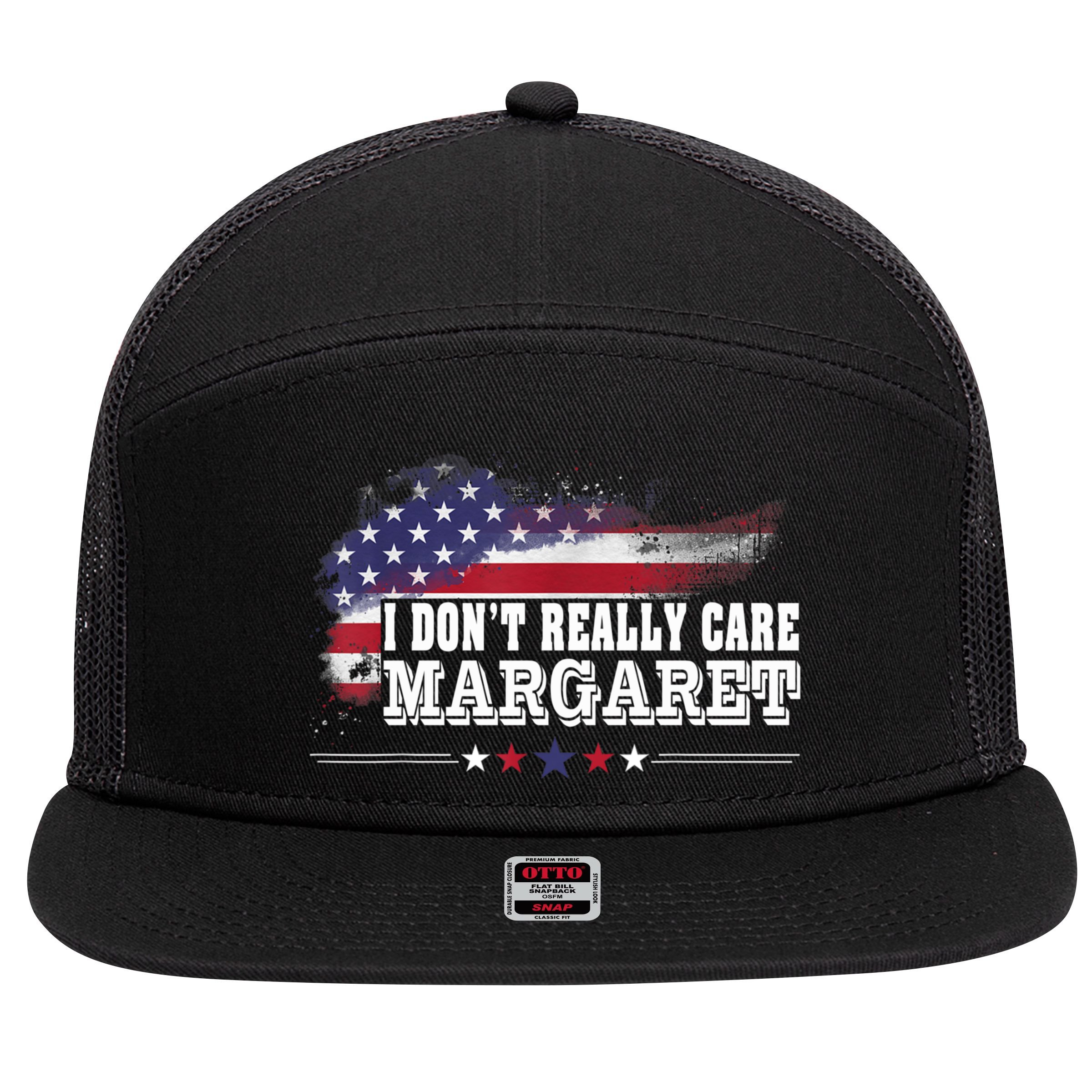 I DonT Really Care Margaret Funny Minimalist Long Sleeve 7 Panel Mesh Trucker Snapback Hat