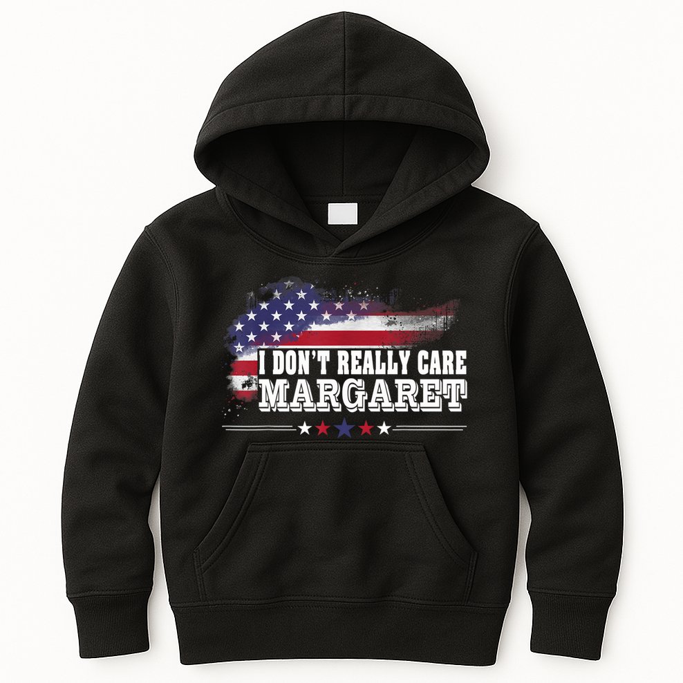 I DonT Really Care Margaret Funny Minimalist Long Sleeve Kids Hoodie