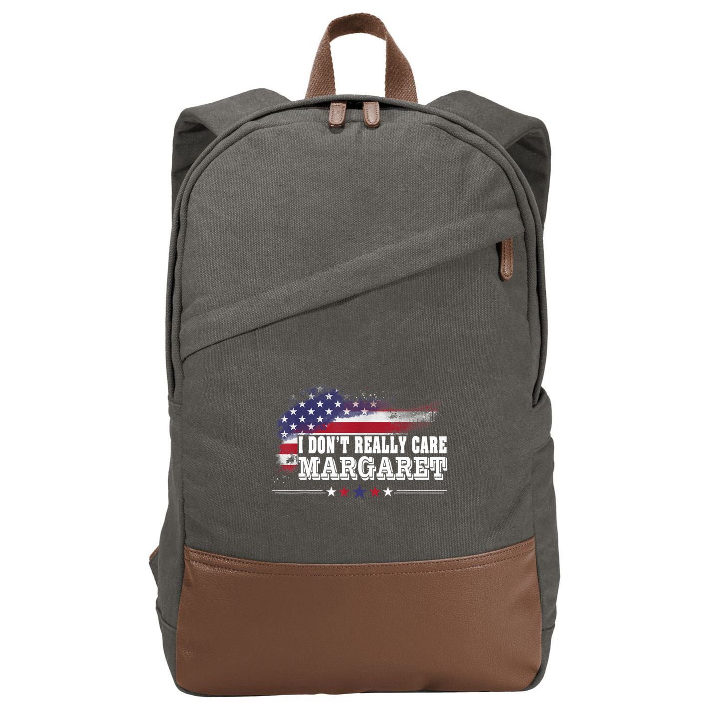 I DonT Really Care Margaret Funny Minimalist Long Sleeve Cotton Canvas Backpack