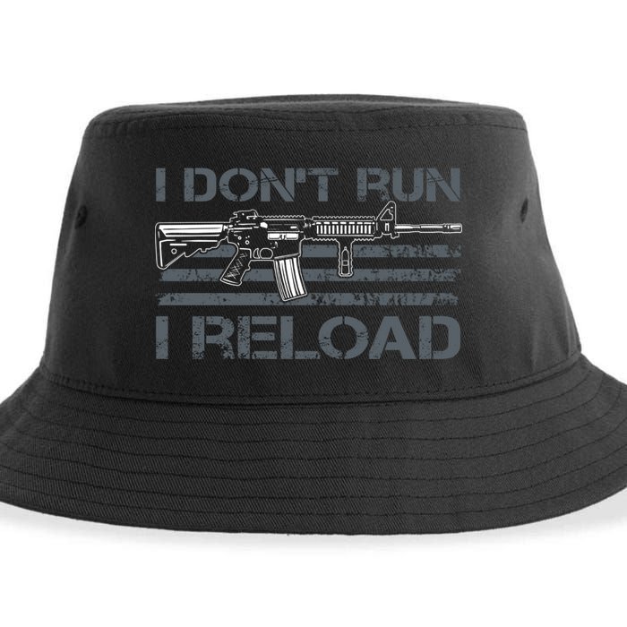 I Don't Run I Reload Funny Gun Owner Pro Guns (ON BACK) Sustainable Bucket Hat