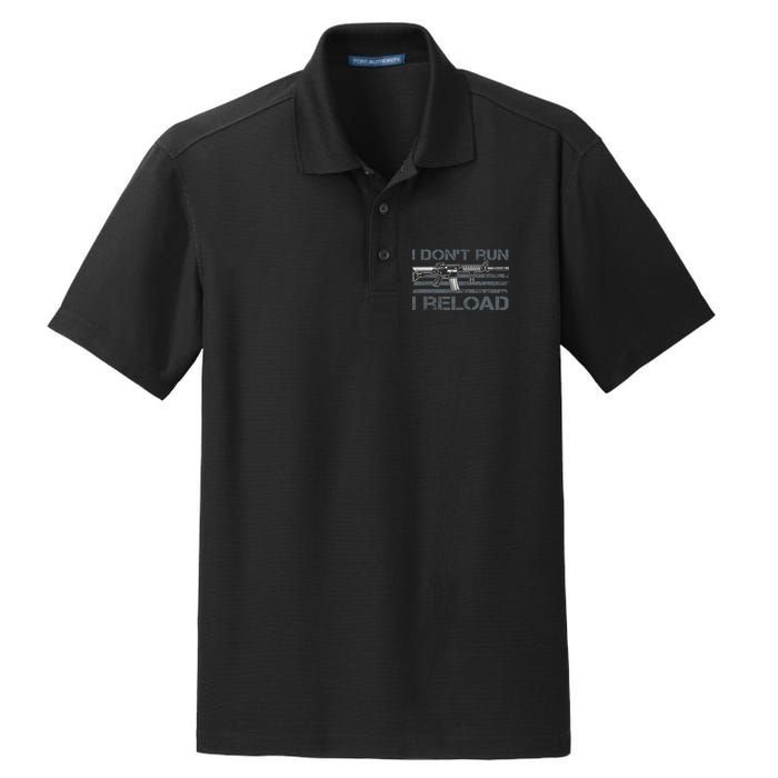 I Don't Run I Reload Funny Gun Owner Pro Guns (ON BACK) Dry Zone Grid Polo