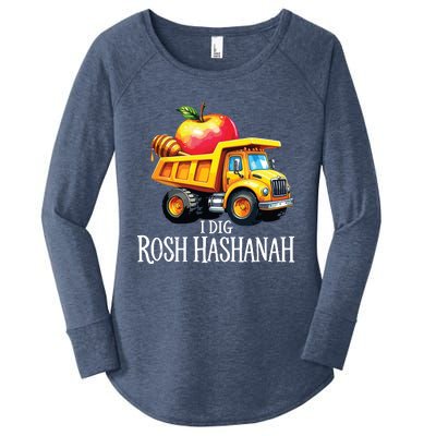 I Dig Rosh Hashanah Dump Truck Apples Honey Jewish New Year Women's Perfect Tri Tunic Long Sleeve Shirt