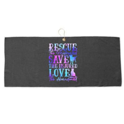 Ie Dye Rescue He Mistreated Save He Injured Love Dog Cat Large Microfiber Waffle Golf Towel