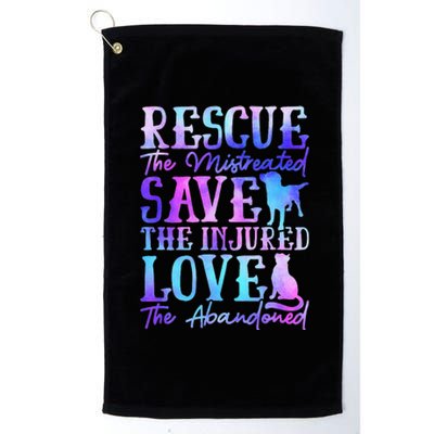 Ie Dye Rescue He Mistreated Save He Injured Love Dog Cat Platinum Collection Golf Towel