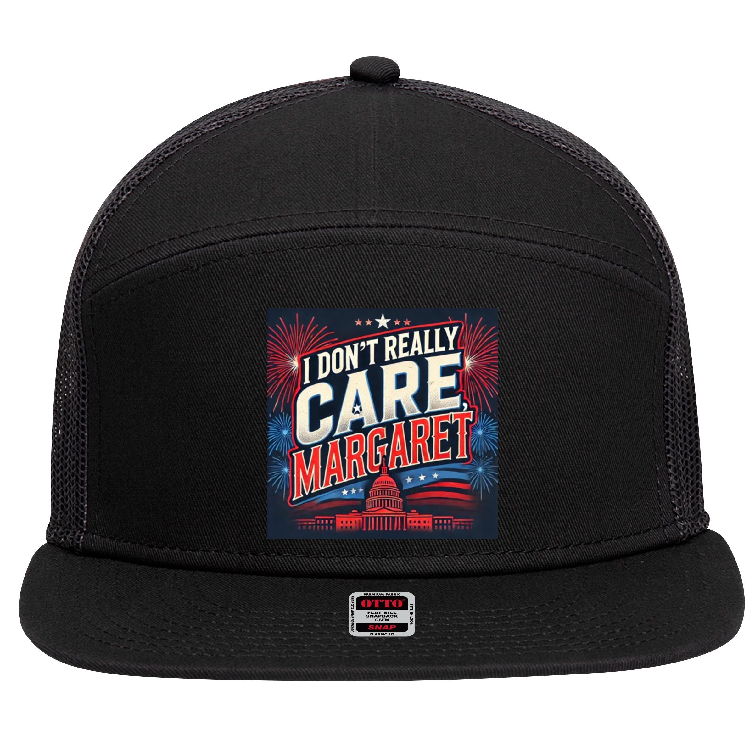 I Don’T Really Care Margaret 7 Panel Mesh Trucker Snapback Hat