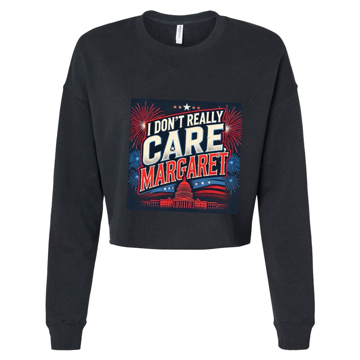 I Don’T Really Care Margaret Cropped Pullover Crew