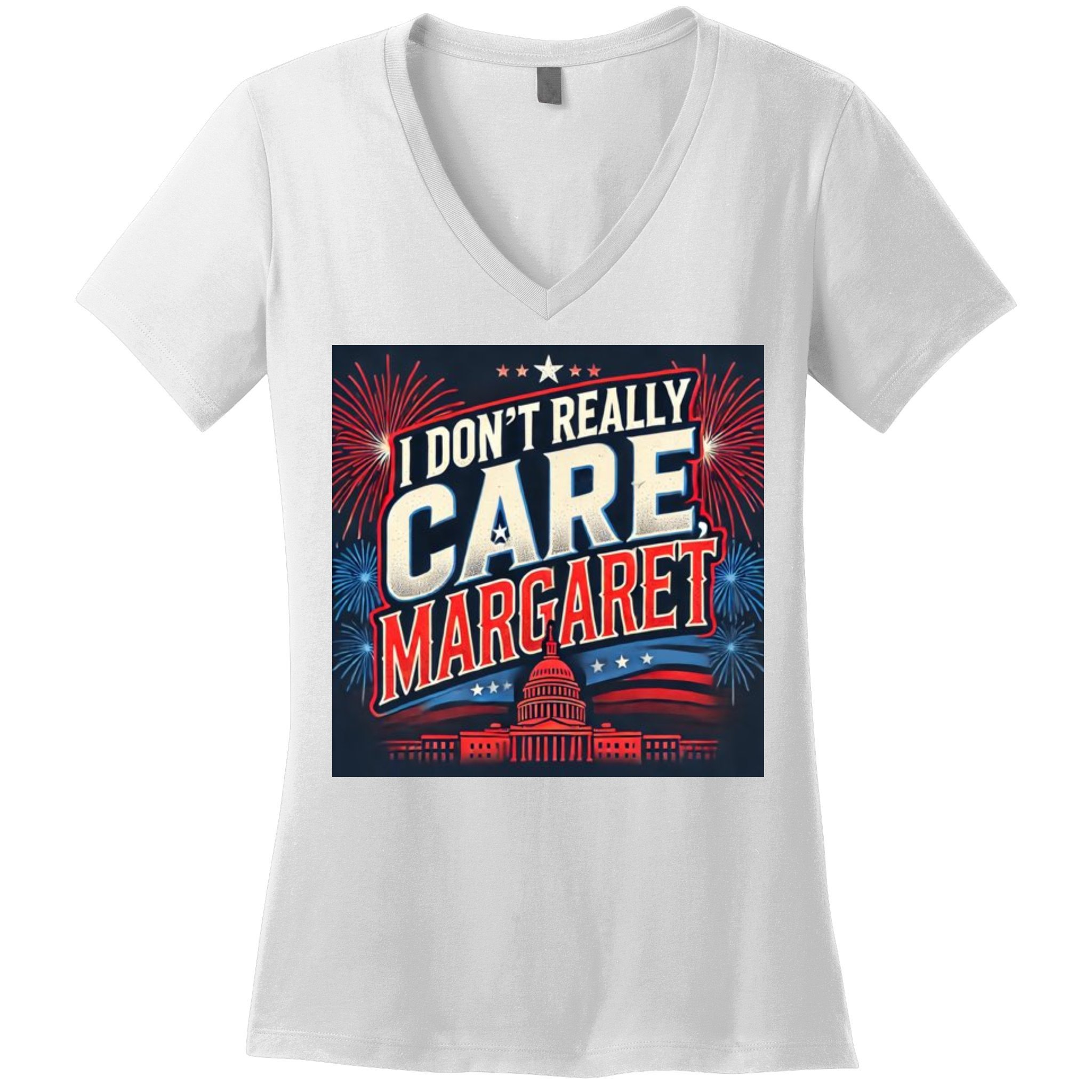I Don’T Really Care Margaret Women's V-Neck T-Shirt