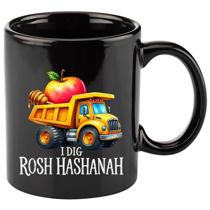 I Dig Rosh Hashanah Dump Truck Apples Honey Jewish New Year 11oz C Handle Ceramic Mug