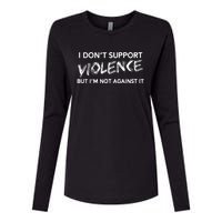 I DonT Support Violence Lt Womens Cotton Relaxed Long Sleeve T-Shirt