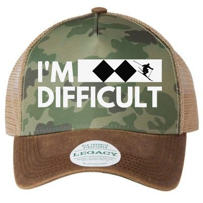 I'm Difficult Ski Funny Skier Snowboard Skiing Legacy Tie Dye Trucker Hat